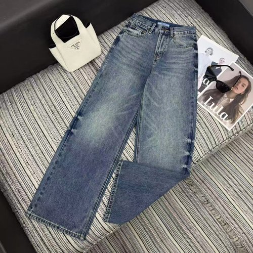 Prada Recommended Straight Jeans with Heart Print Pocket