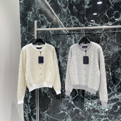 Louis Vuitton Mohair Vintage Pattern Cardigan, Soft and Stylish Appearance