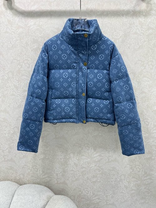Louis Vuitton Stylish Down Jacket with Denim Look, Timeless and Slimming