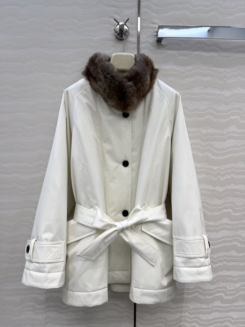 The Row First-Release Row Style Finnish Purple Fox Fur-Collar Down Jacket with Graphene Lining for Ultimate Warmth