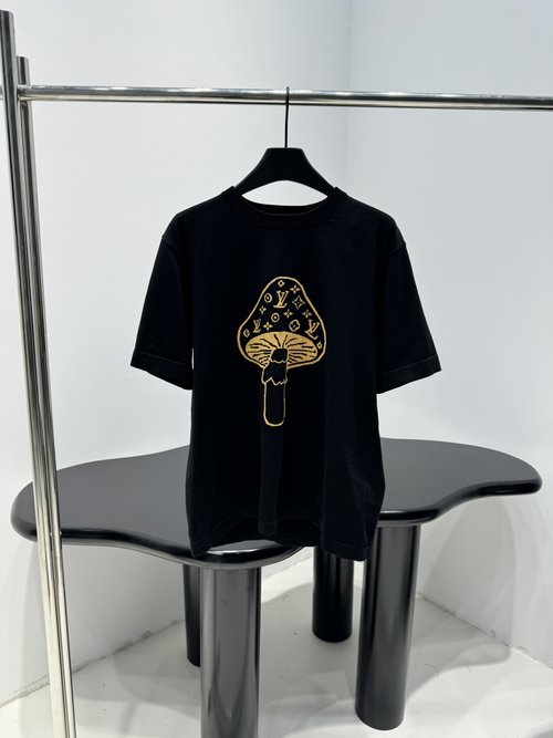 Louis Vuitton Cute Mushroom Appliquéd Cotton Knit Round Neck Top