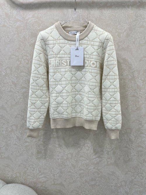 Dior Chic Tweed Check Jacket with Letter Embroidery and Ribbed Cuffs