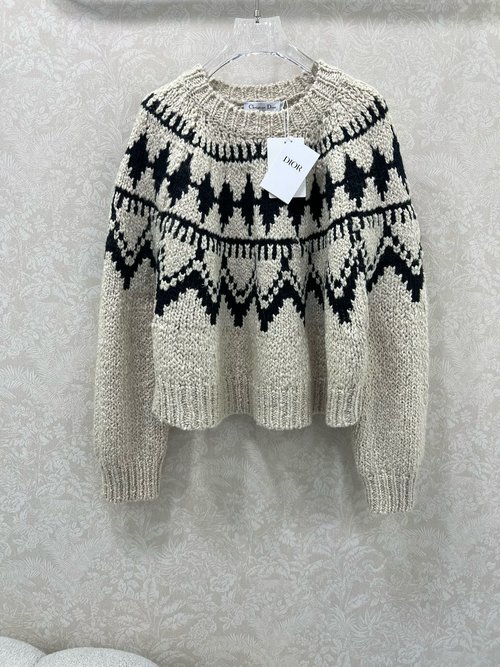 Dior Alpaca Blend Fair Isle Sweater with Signature