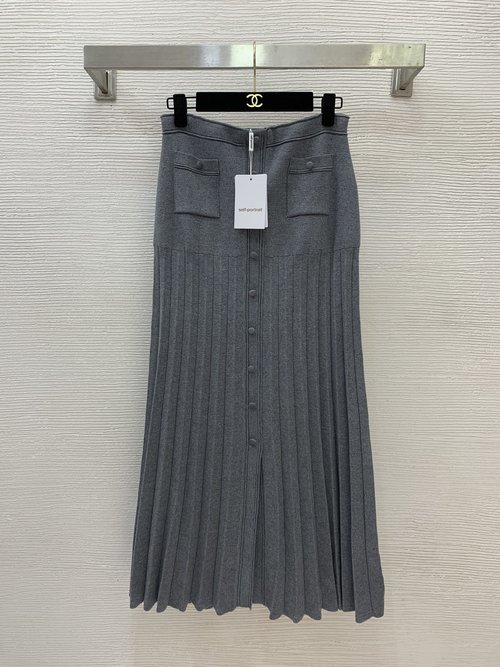 Prada Stylish Double-Pocket Pleated Knit Wrap Skirt