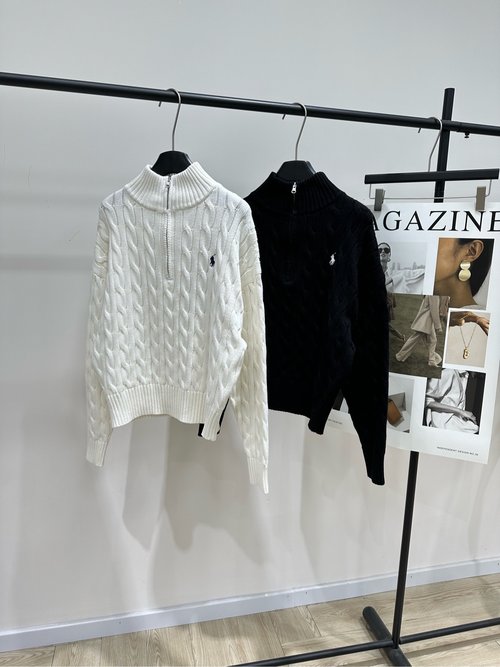 Polo Ralph Lauren Cotton Cable-Knit Half-Zip Pullover with Horse Embroidery