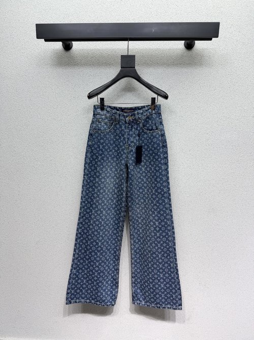 Louis Vuitton Unique Laser-Burned Floral Denim Trousers
