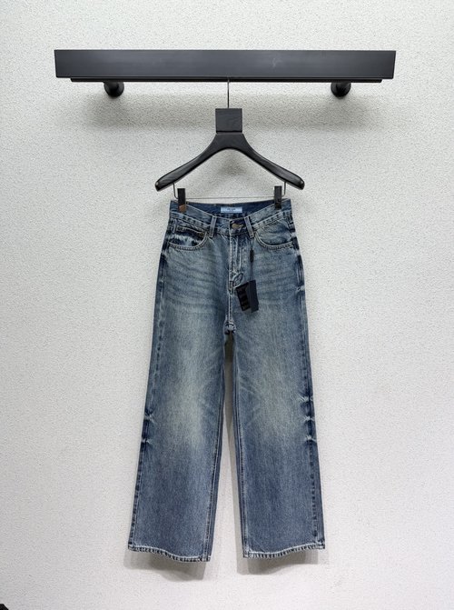 Prada Straight-Leg Jeans with Iconic Back Patch