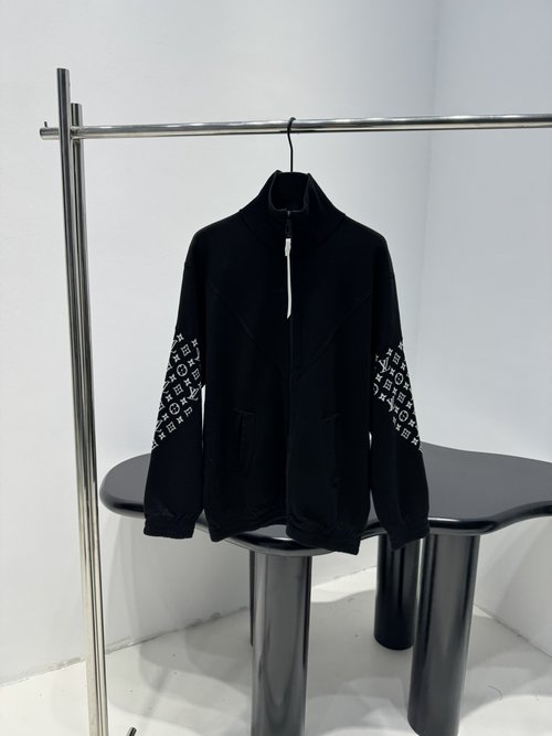 Louis Vuitton Monogram Embroidered Wool Blend Knit Jacket