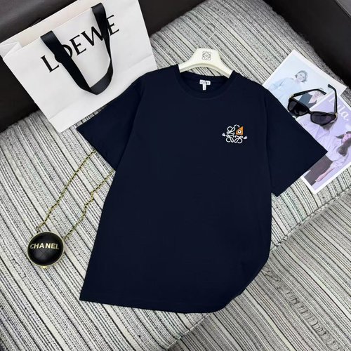 Loewe Short-Sleeve Round-Neck T-Shirt with Embroidery Logo