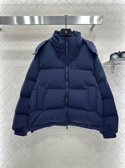 Louis Vuitton Detachable Hooded Jacquard Down Jacket with High-end Design