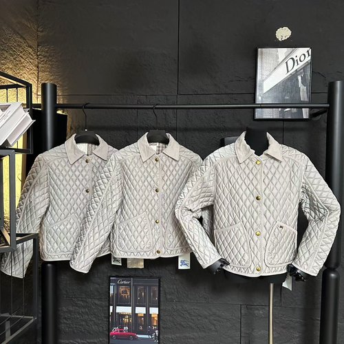 Burberry Corduroy Collar Quilted Short Cotton Jacket in Three Colors