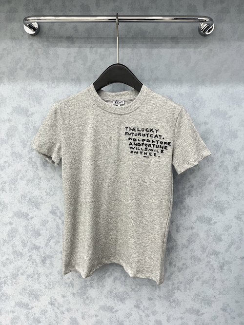 Loewe Embroidered Short-Sleeve T-Shirt for a Slimming Effect