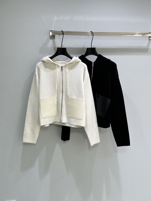 Loewe Midweight Wool Zip Hoodie with Leather Patch Pockets