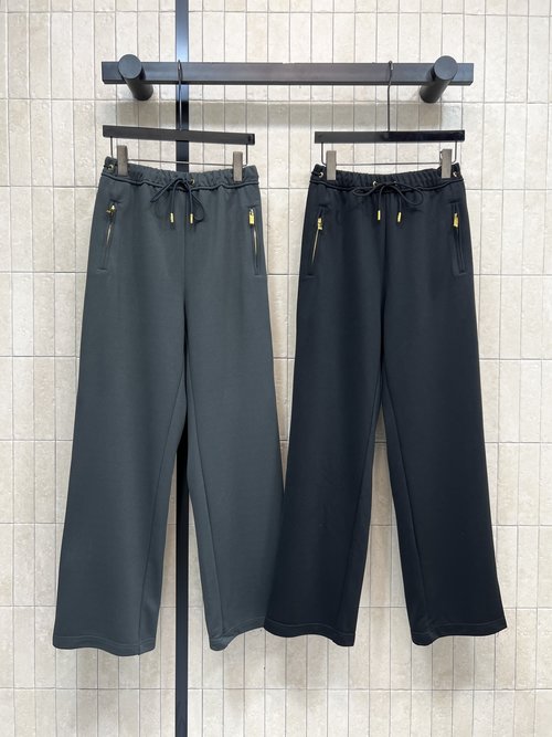 Dior Drawstring Waist Casual Pants with Metal Logo Zipper