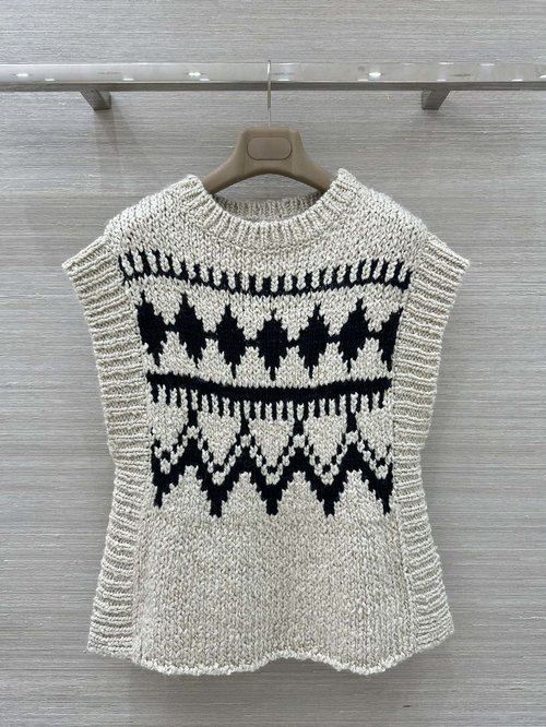 Dior Exclusive Fair Isle Knit Poncho with Winter Aesthetic and CD Embroidery