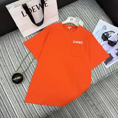 Loewe Recommended Embroidered Letter Design Short Sleeve Round Neck T - shirt in Three Color Variations
