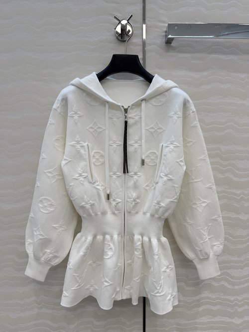 Louis Vuitton Limited Edition MONOGRAM Jacquard Hooded Zippered Coat for Ski