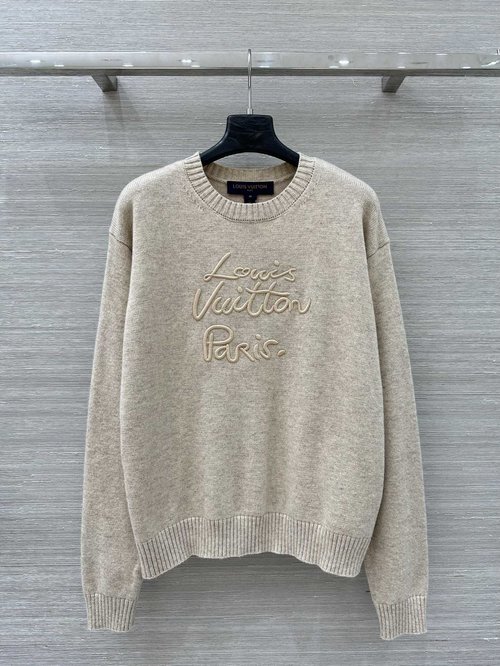 Louis Vuitton Exclusive Monogram Embroidery Cashmere Sweater for Versatile Wear