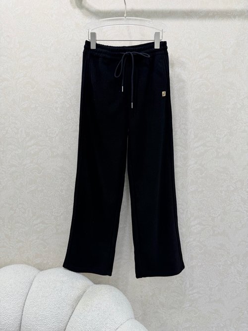 Loewe High-Waisted Wide-Leg Trousers with Logo Belt and Metal Accents