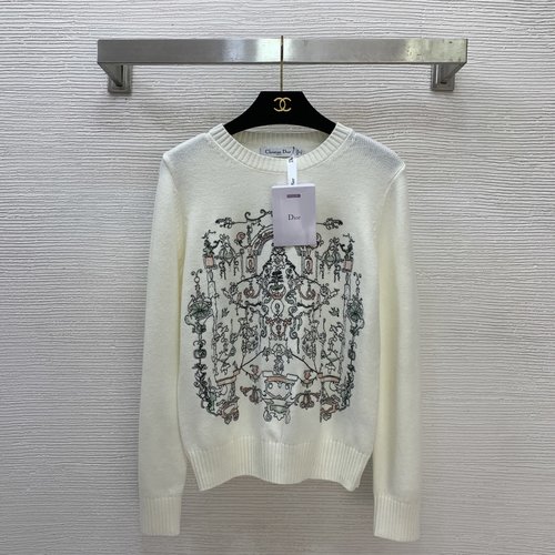 Dior High - end Customized Knit Sweater with Embroidered Stars