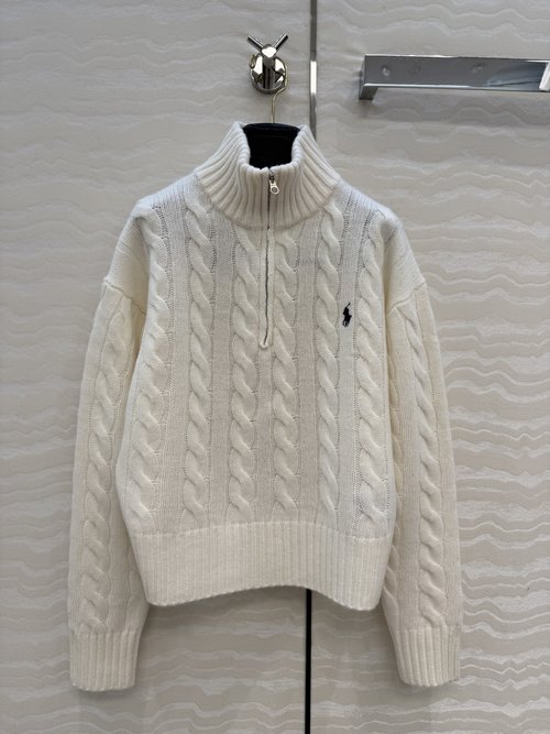Polo Ralph Lauren Cozy American-style Half-Zip Cable-Knit Wool-Cashmere Sweater