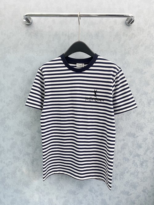 Yves Saint Laurent Flocked Letter Short-Sleeve T-Shirt with a Classic and Elegant Style