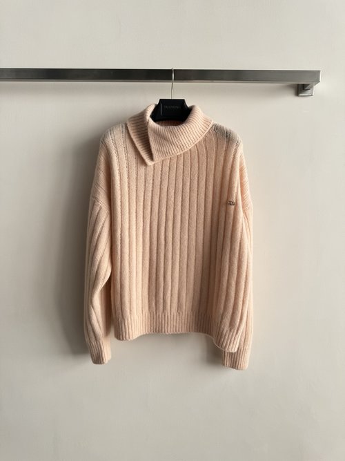 Valentino Elegant Cashmere Wool Sweater with Textured Stitchwork