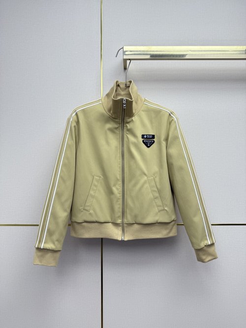 Prada Short Jacket with Small Leather and Triangle Labels, and Threaded Hem
