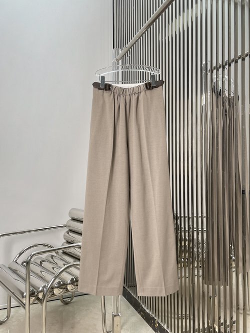 Loewe Double Belt Buckle Waist Wool Trousers
