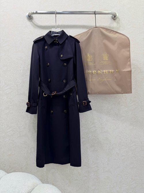 Burberry Kensington Long Trench Coat in New Color, Imported Water-resistant Fabric