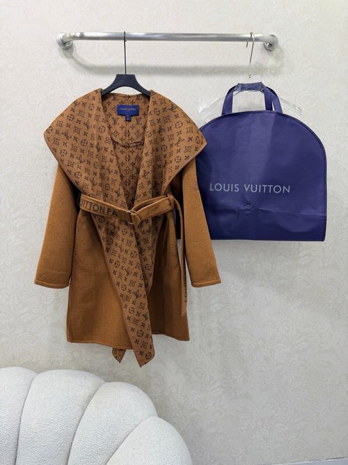 Louis Vuitton Double-sided Monogram-patterned Wool Blend Coat