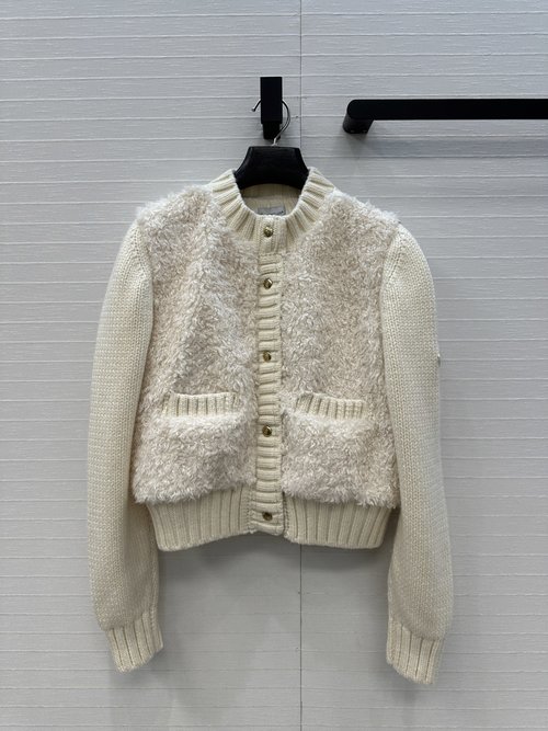 Moncler Popular Wool Knit Teddy Down Jacket with Light Memory Silk Fabric