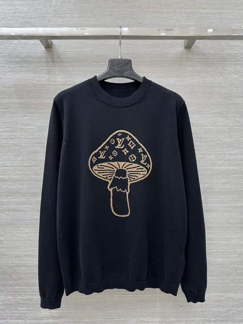Louis Vuitton Casual Knit Top with Mushroom Jacquard and Stylish Logo