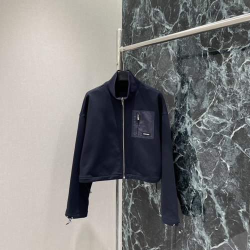 Miu Miu Short Zippered Jacket with Chest Pockets, Functional