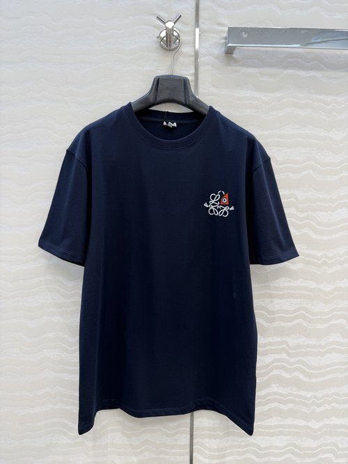 Loewe LW Series Unisex T-Shirt with 3D Embroidery, Imported Washed Cotton