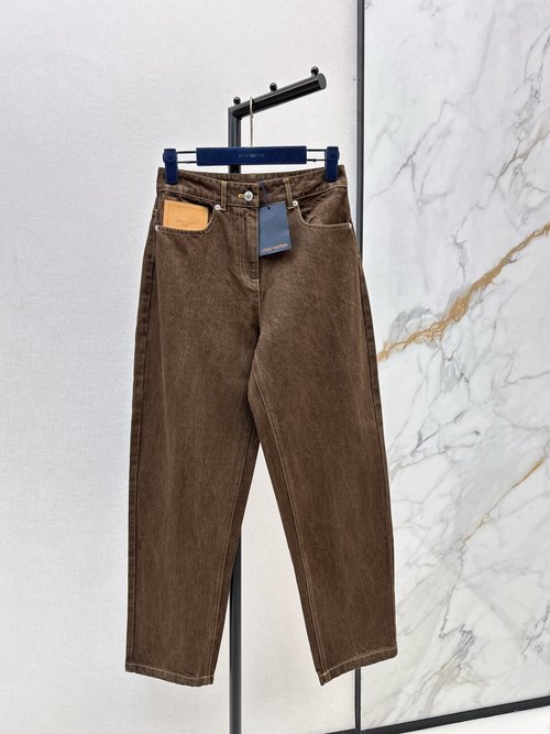 Louis Vuitton Denim Trousers with Vintage Leather Patch Decoration