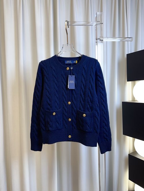 Polo Ralph Lauren Classic Twisted-stitch Wool Cardigan with Double Pockets