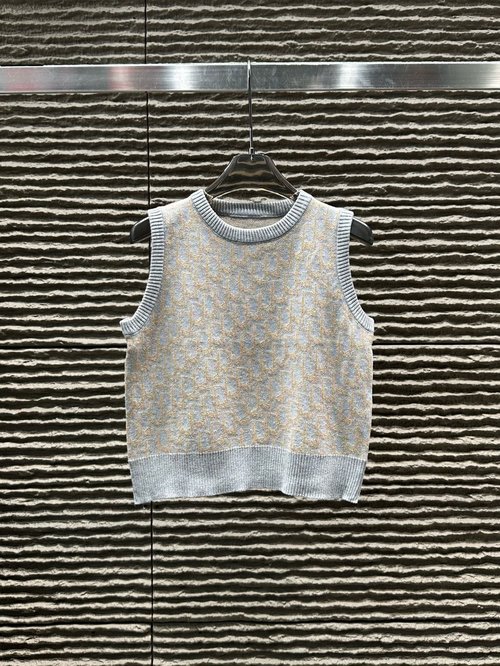 Dior Full Jacquard Letter Round-neck Knit Vest
