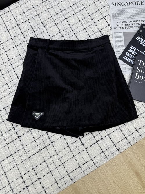 Prada Custom Imported Corduroy Skirt Pants with Triangle Logo