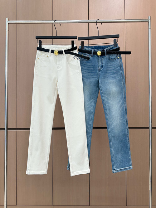 Loewe Designer Original Belted Fleece Ankle Jeans