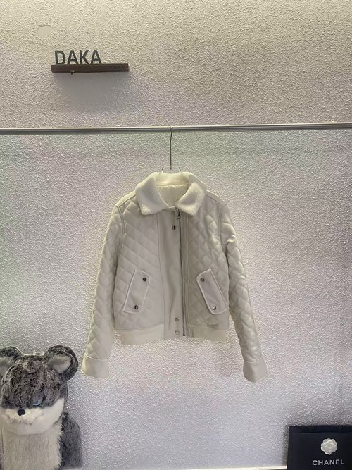 Dior Dio Style Quilted Wool Blend Down Jacket with Fox Fur Collar