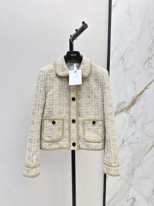 Dior Limited Tweed Lapel Coat with Double Pockets in Elegant Style
