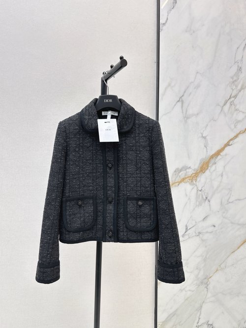 Dior Limited Tweed Black Lapel Coat in Slim and Stylish Design