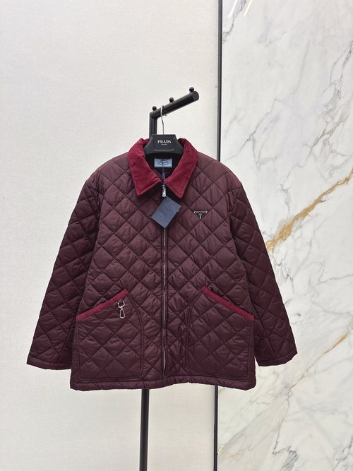 Prada Classic Triangle Logo Quilted Jacket in Two Tones, Retro and Relaxed