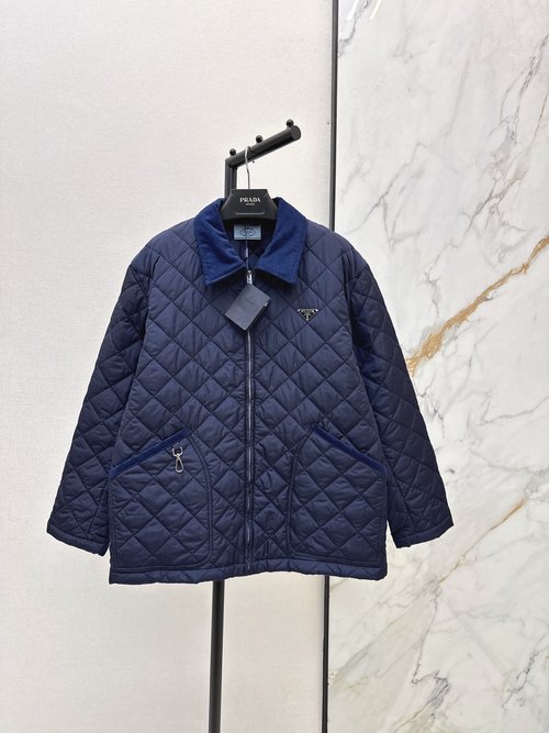 Prada Classic Triangle Logo Quilted Jacket in Two Tones, Retro and Relaxed