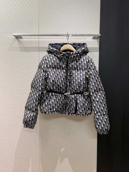 Dior Alpine Ski Series Hooded Short Cotton Jacket with Bee Embroidery