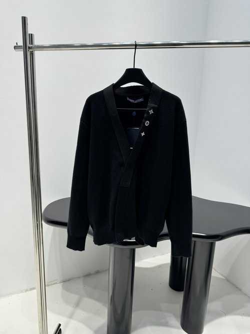 Louis Vuitton Wool Cardigan with Monogram Floral Patches, Unisex Design