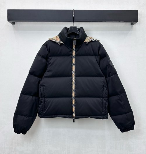 Burberry Imported Nylon Hidden Detachable Hooded Down Jacket with Logo
