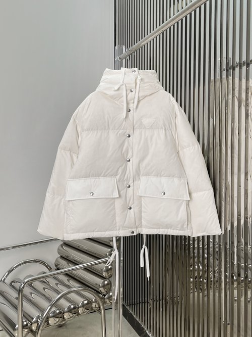 Prada White Duck Down Puffer Jacket