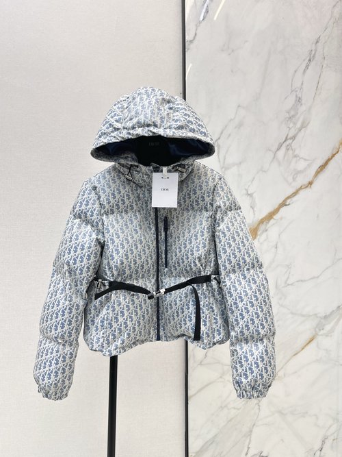 Dior Printed Down Hooded Coat, Fashionable and Practical